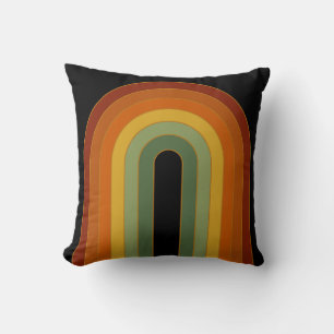 Gedempte Retro Rainbow Zwart Kussen