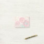 Gedempte rode madeliefjesbloemen post-it® notes (Op bureau)