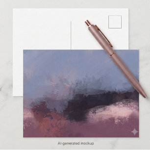 Gedempte Stof Roze en Blauwe Abstracte Kunst Briefkaart