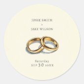 Gedempte trouwringen bruiloft ronde sticker (Voorkant)