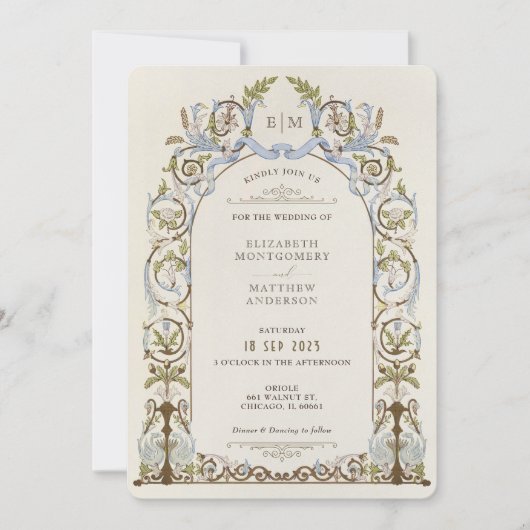 Gedempte Victoriaans Royal Elegance bruiloft uitno Kaart (Voorkant)