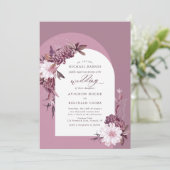 Gedempte Violet Dusty Paarse Bloemboog Wedding Kaart (Staand voorkant)
