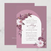 Gedempte Violet Dusty Paarse Bloemboog Wedding Kaart (Voorkant / Achterkant)