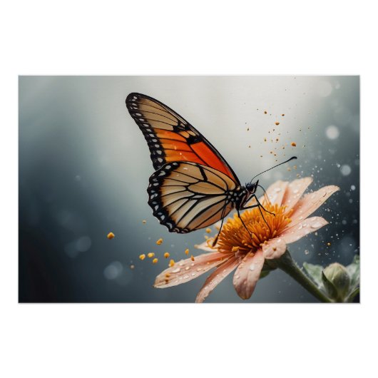 *~* Gedempte Vlinder Artistieke Creatieve Bloem AP Perfect Poster (Voorkant)