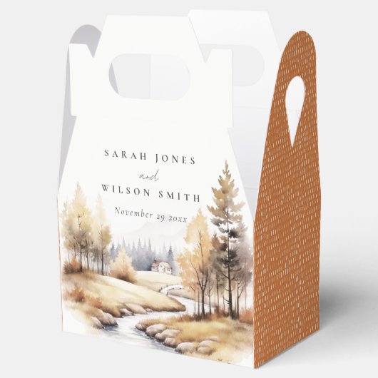 Gedempte Waterverf Herfst herfstlandschap bruiloft Bedankdoosjes (Geopend)
