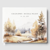 Gedempte Waterverf Herfst herfstlandschap bruiloft Gastenboek (Voorkant)
