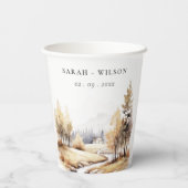 Gedempte Waterverf Herfst herfstlandschap bruiloft Papieren Bekers (Achterkant)