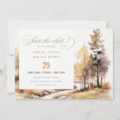 Gedempte Waterverf Herfst herfstlandschap bruiloft Save The Date (Voorkant)