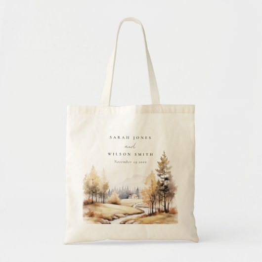 Gedempte Waterverf Herfst herfstlandschap bruiloft Tote Bag (Voorkant)
