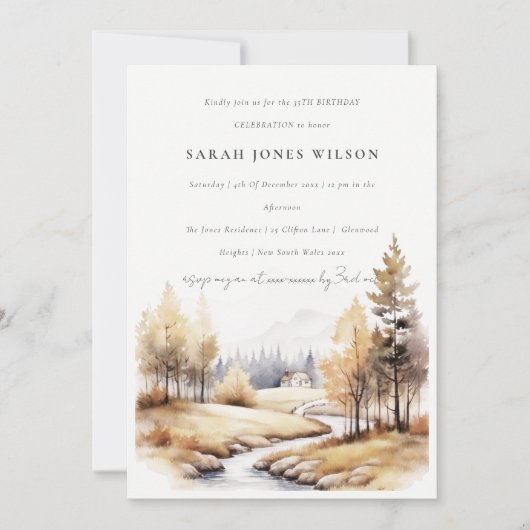 Gedempte Waterverf Herfst herfstlandschap Verjaard Kaart (Voorkant)