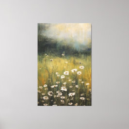 Gedempte Wildflower Meadow: Abstract olieverfschil Canvas Afdruk