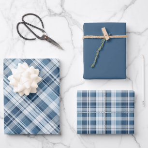 Gedempte Winter Tartan Plaid in tinten blauw... Inpakpapier Vel