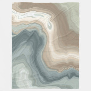 Gedempte zachte blauwe groene bruine abstracte kus fleece deken