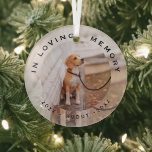 Gedenk Glas voor Huisdier Hond Kerst Foto Ornament