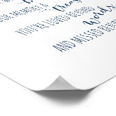 Gedenkboekje, rouwkaart, marineblauw ter nagedacht poster (Hoek)