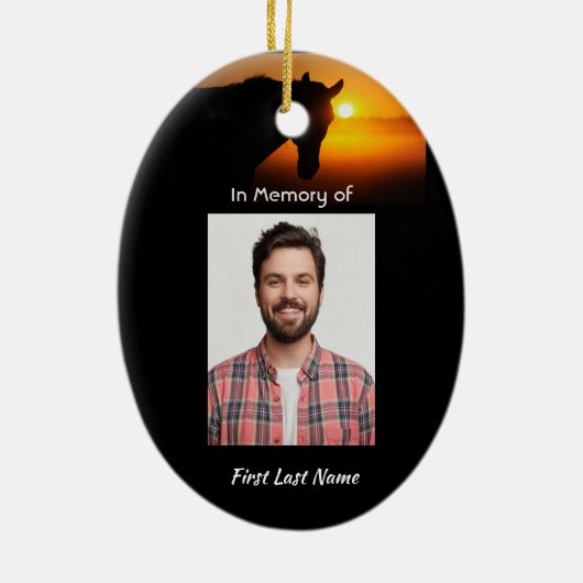 Gedenkfoto Gebedspaard Western Keramisch Ornament (Achterkant)