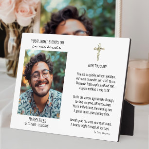 Gedenkplaat met gedicht en foto-display fotoplaat
