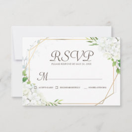 Gedenkteken Eenvoudige Witte Bloemen Geometrisch RSVP Kaartje