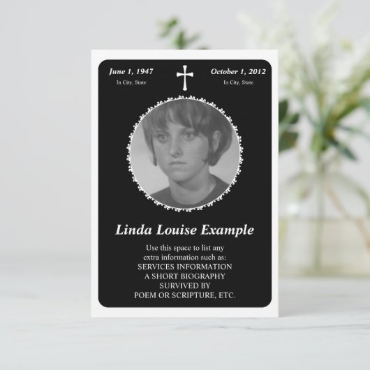 gedenkteken : elegante kruis kaart (Staand voorkant)