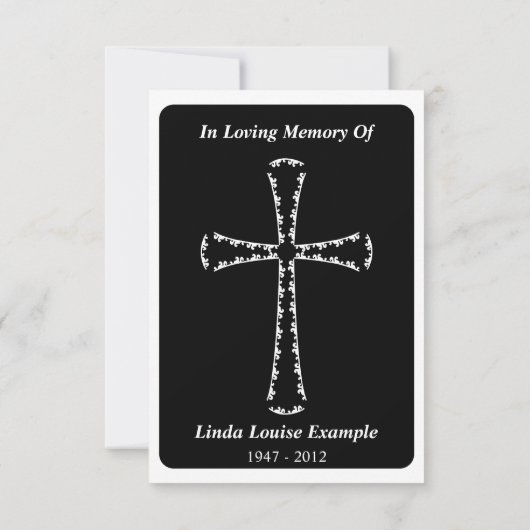 gedenkteken : elegante kruis kaart (Achterkant)