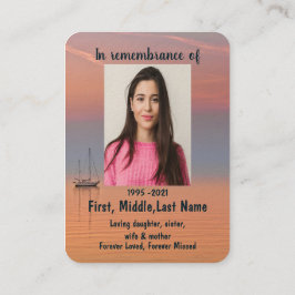 Gedenkteken Fotogebed Christelijke zeilboot waterh Visitekaartje