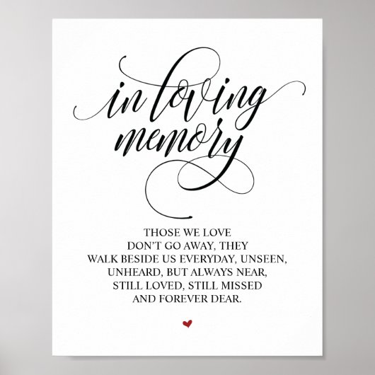 Gedenkteken in onze harten ter liefdevolle herinne poster (Voorkant)