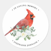 Gedenkteken Kardinaal Floral Begrafenis Sympathie  Ronde Sticker (Voorkant)