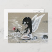 Gedenkteken kleine engel oceaan scheurt roos brief briefkaart (Voorkant / Achterkant)