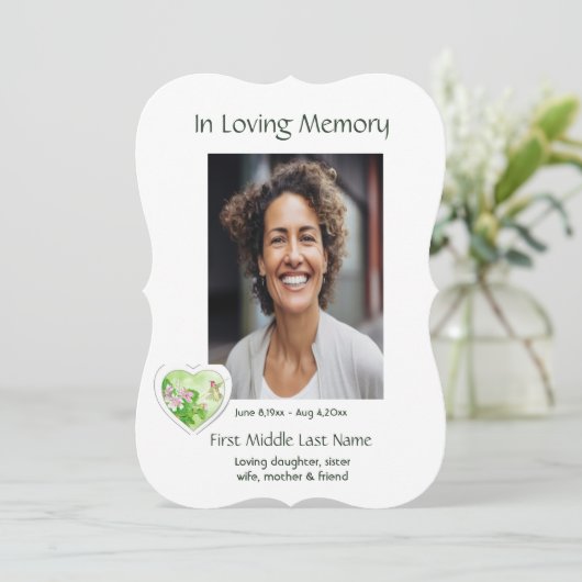 Gedenkteken, Viering van het Leven, Service Hummin Kaart (Staand voorkant)