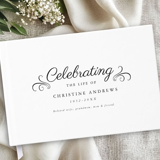 Gedenkteken "Viering van het leven" Wit Gastenboek