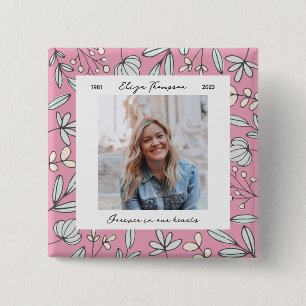 Gedenkteken voor bloementuin vierkante button 5,1 cm