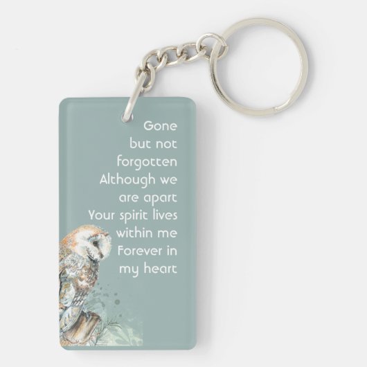 Gedenkteken Waterverf Barn Owl Bird Sleutelhanger (achterkant)