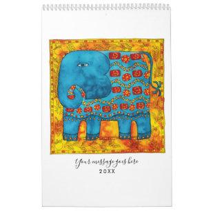 Gedessineerde dieren waterverf kunst kalender