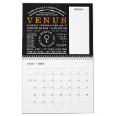 Gedetailleerd astronomisch symbool kalender (Mar 2026)