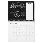 Gedetailleerd astronomisch symbool kalender (Feb 2026)