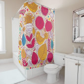 Gedetailleerd bloemenpatroonontwerp douchegordijn (In situ)