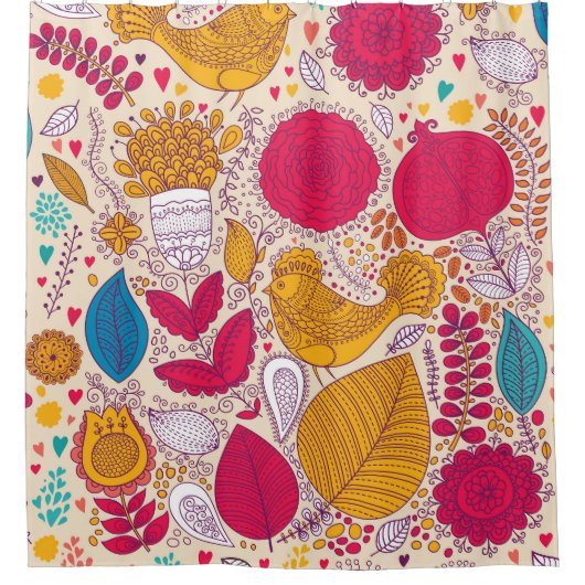 Gedetailleerd bloemenpatroonontwerp douchegordijn (Voorkant)