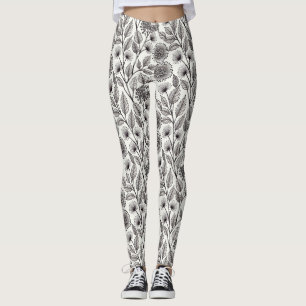 Gedetailleerd botanisch lijnwerk versterkt met sti leggings