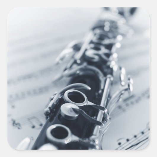 Gedetailleerd Clarinet Vierkante Sticker (Voorkant)