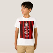 Gedetailleerd Keep Calm Jouw tekst Red Stripes Dec T-shirt (Voorkant volledig)