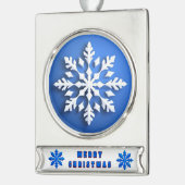 Gedetailleerd ontwerp van de witte sneeuwvlok verzilverd banner ornament (Links)