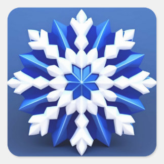 Gedetailleerd ontwerp van de witte sneeuwvlok vierkante sticker
