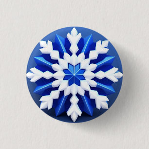 Gedetailleerd ontwerp van witte sneeuwvlokken ronde button 3,2 cm