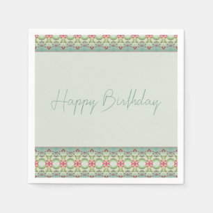 Gedetailleerd Roze Floral Patroon Servet