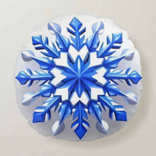 Gedetailleerd Sneeuwvlokontwerp Rond Kussen