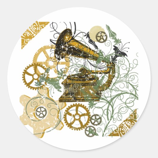 Gedetailleerd Steampunk-ontwerp van de look Ronde Sticker (Voorkant)