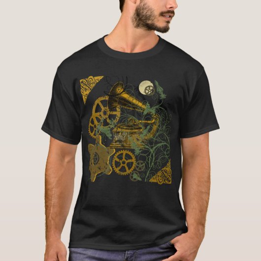Gedetailleerd Steampunk-ontwerp van de look T-shirt (Voorkant)