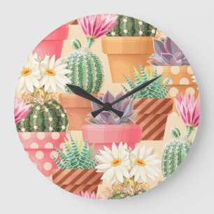 Gedetailleerd succulent, cactus naadloos patroon. grote klok