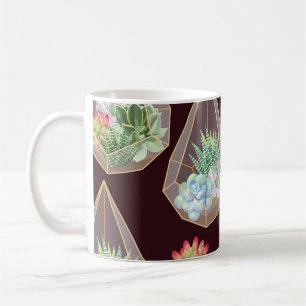 Gedetailleerd vetplant cactus naadloos patroon koffiemok