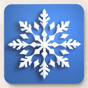 Gedetailleerd wit sneeuwvlokontwerp bier onderzetter